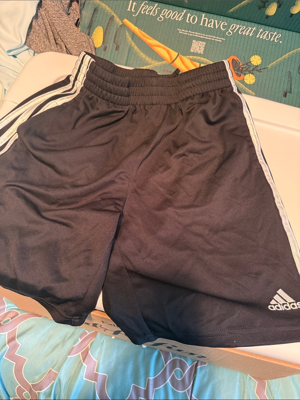 adidas Black Shorts with White Side Stripes -